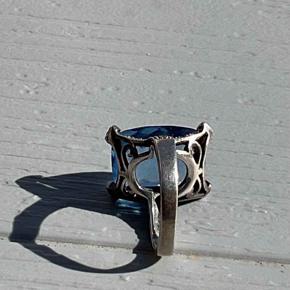 DBJ Topaz Marcasite Ring 925 silver Vintage size 7 - Picture 10 of 15